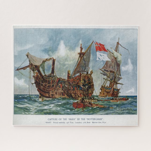 HMS Nottingham and battleship Mars 1703 Jigsaw Puzzle (Horizontal)