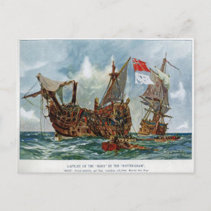 HMS Nottingham and battleship Mars 1703 Postcard