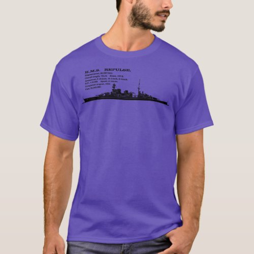 HMS Repulse British Battlecruiser Silhouette Infog T_Shirt