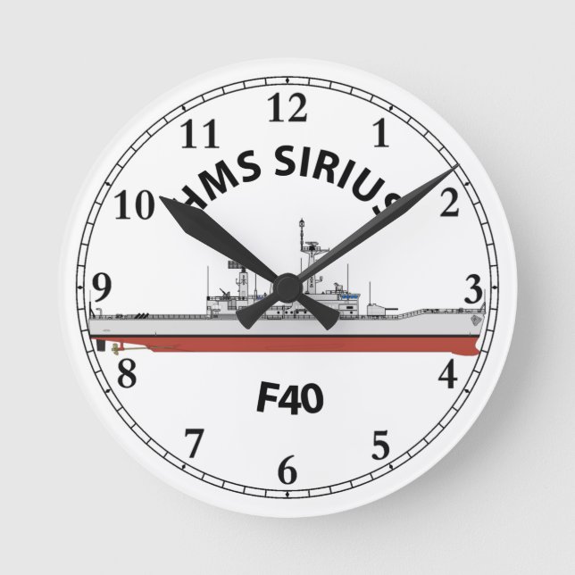 HMS SIRIUS - F40 - LEANDER ORIG  ROUND CLOCK (Front)