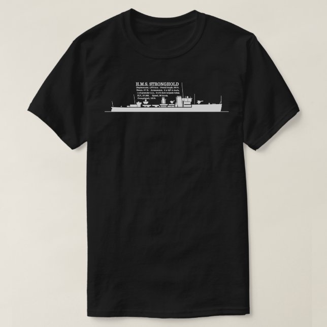 HMS Stronghold British WW2 Destroyer Ship Infograp T-Shirt (Design Front)