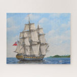 HMS Surprise Jigsaw puzzle<br><div class="desc">HMS Surprise was the name the Royal Navy gave to the French Navy's Corvette Unité after Unité's capture in 1796. Unité was launched on 16 February 1794. Surprise gained fame in 1799 for the recapture of HMS Hermione. Here she is sailing off the coast of Brazil on her way to the Pacific.</div>