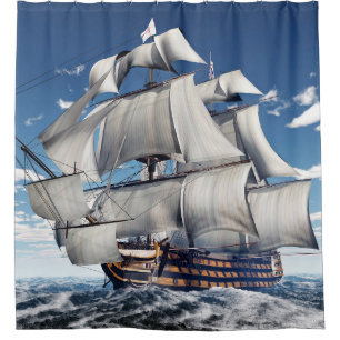 HMS Victory, 3D computer-generated illustration. Shower Curtain