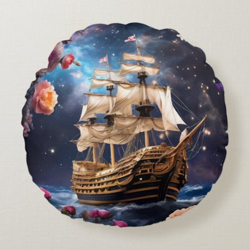 HMS Victory Lord Nelsons Ship Round Pillow