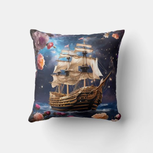 HMS Victory Lord Nelsons Ship Throw Pillow
