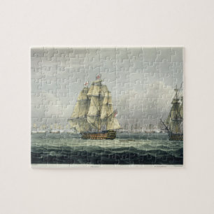 HMS Victory sailing for the French line flanked by Jigsaw Puzzle