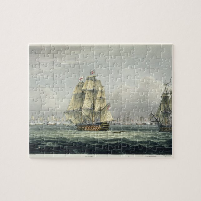 HMS Victory sailing for the French line flanked by Jigsaw Puzzle (Horizontal)