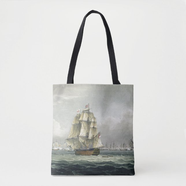 HMS Victory sailing for the French line flanked by Tote Bag (Front)