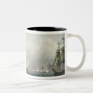 HMS Victory sailing for the French line flanked by Two-Tone Coffee Mug