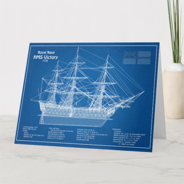 HMS Victory - Ship Blueprint Plans ABD Thank You Card (Front)