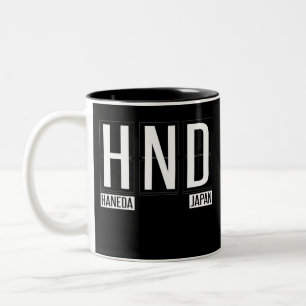 HND -Haneda - Tokyo Japan Airport Code Two-Tone Coffee Mug