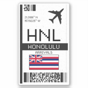 HNL Honolulu Boarding Pass - Hawaii Travel Sticker