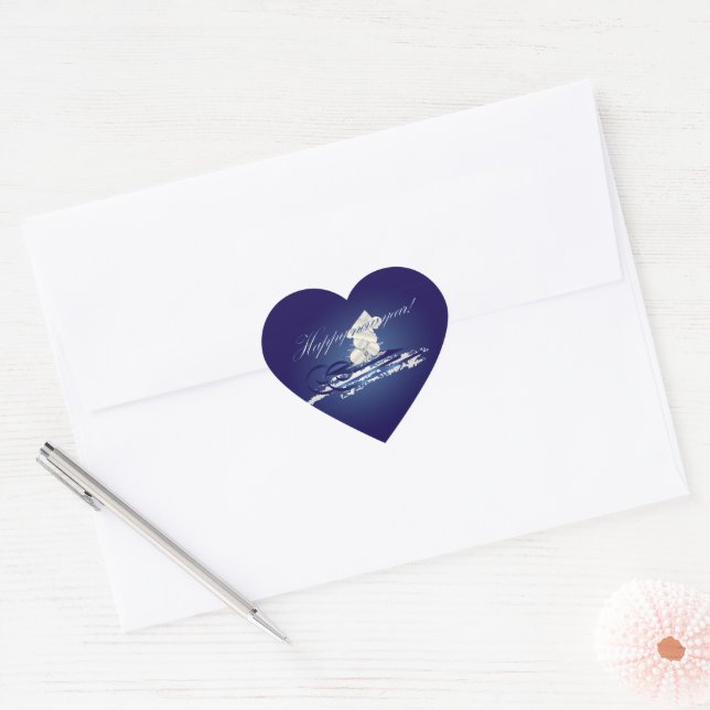 HNY sled Heart Sticker (Envelope)