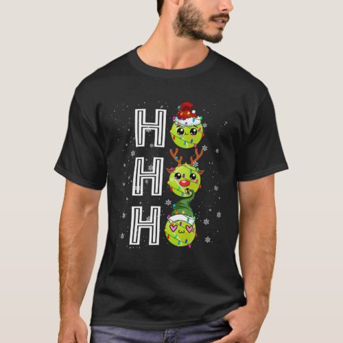 Ho3 Christmas Lights Santa Elf Reindeer Tennis Bal T_Shirt