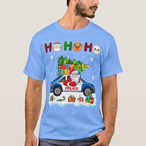 HO3 Santa Sunglasses Riding Driving Police Car Fun T_Shirt