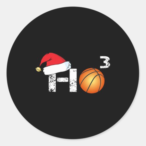 Ho 3 Basketball Christmas Matching Cute Santa Hat  Classic Round Sticker