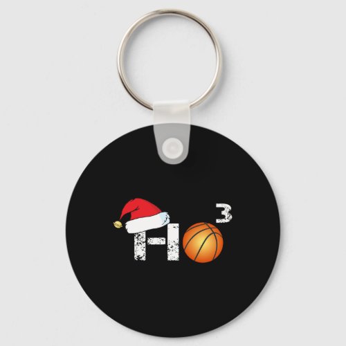 Ho 3 Basketball Christmas Matching Cute Santa Hat  Keychain