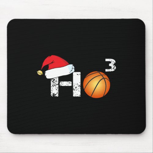 Ho 3 Basketball Christmas Matching Cute Santa Hat  Mouse Pad