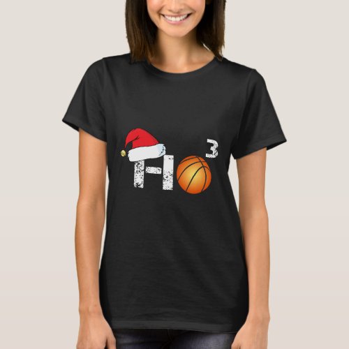 Ho 3 Basketball Christmas Matching Cute Santa Hat  T_Shirt