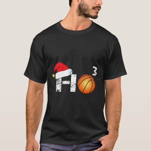 Ho 3 Basketball Christmas Matching Cute Santa Hat  T_Shirt