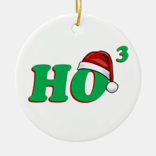 Ho 3 (Cubed) Christmas Humor Ceramic Ornament