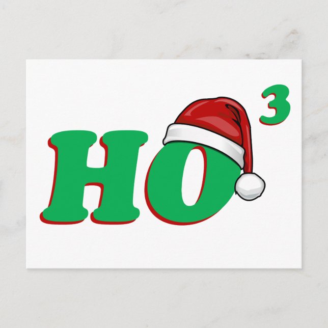 Ho 3 (Cubed) Christmas Humor Holiday Postcard (Front)