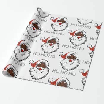 Ho Black Santa Wrapping Paper by funnychristmas at Zazzle