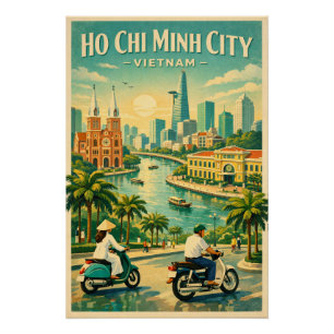 Ho Chi Minh City, Vietnam, in a classic retro Poster