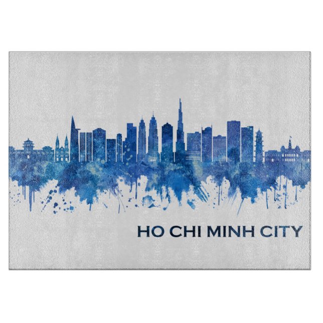 Ho Chi Minh City Vietnam Skyline Blue Cutting Board (Front)