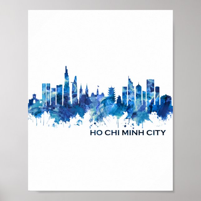 Ho Chi Minh City Vietnam Skyline Blue Poster (Front)