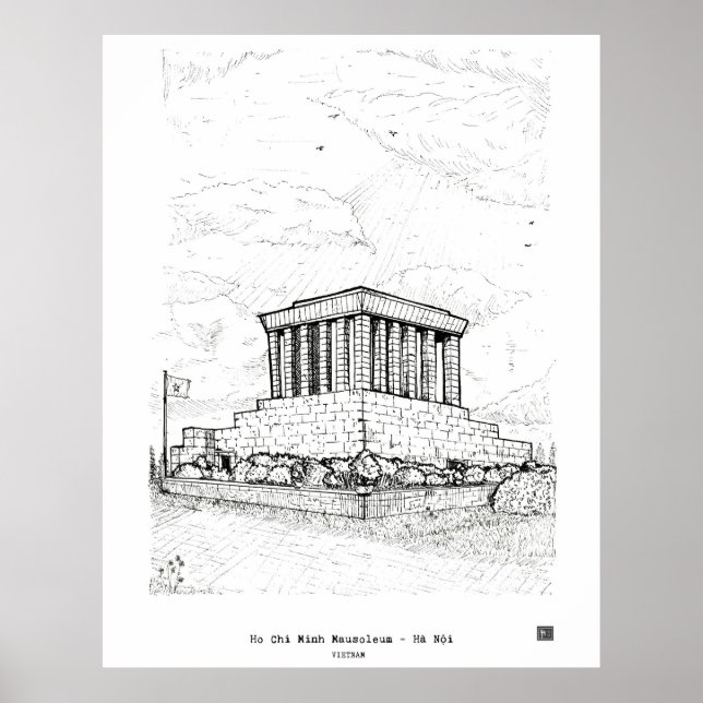 Ho Chi Minh Mausoleum Hanoi Vietnam Illustration Poster (Front)