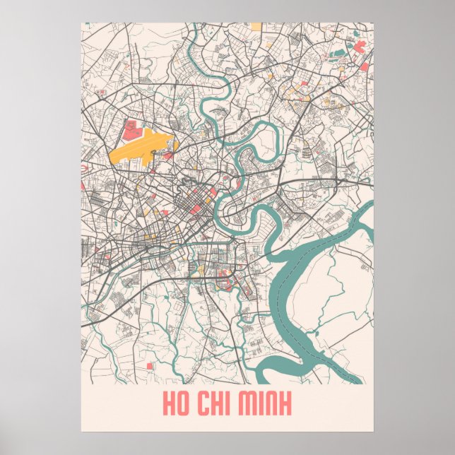 Ho Chi Minh - Vietnam Chalk City Map Poster (Front)