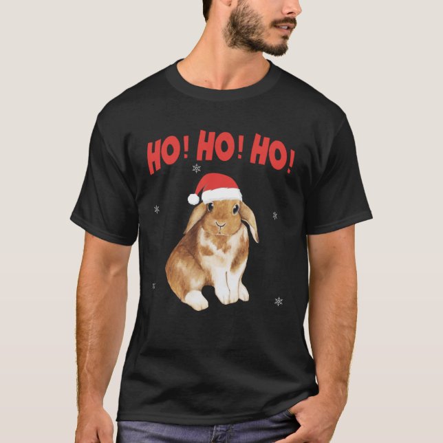 HO Cubed Cute Bunny Rabbit Santa T-Shirt (Front)