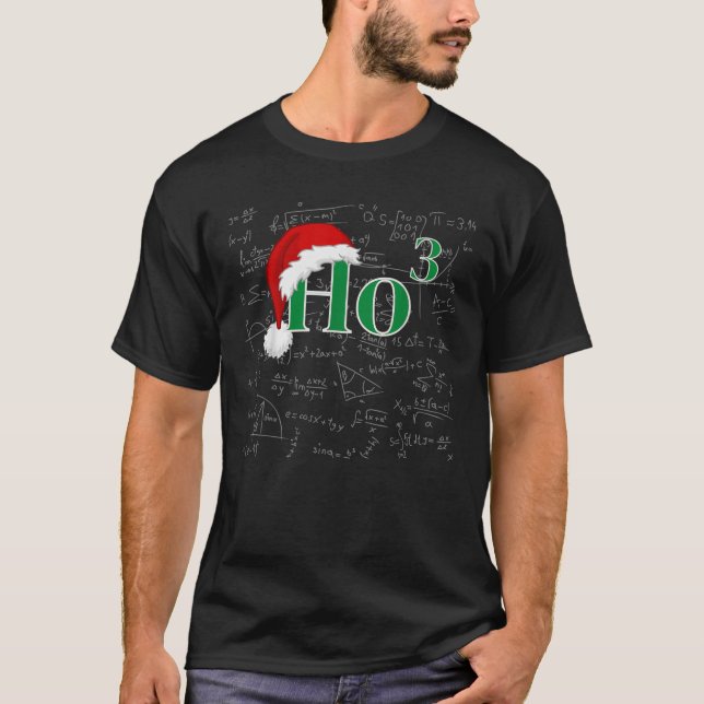 Ho cubed Ho3 Christmas Santa Hat Ho Ho Ho Math Tea T-Shirt (Front)