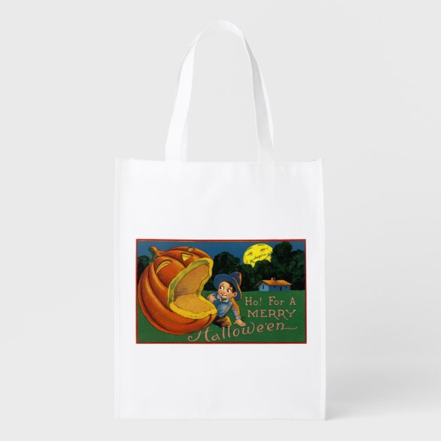 Ho! for  a Merry Halloween Grocery Bag (Front)