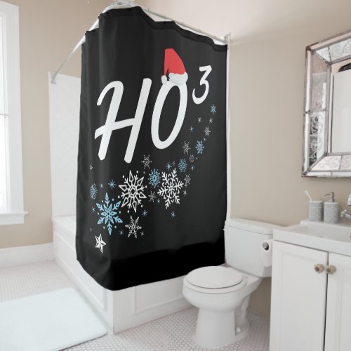 HO  Funny Christmas Santa Clause Ho Ho Ho Cubed  Shower Curtain