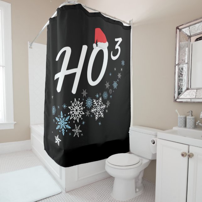 HO³ – Funny Christmas Santa Clause Ho Ho Ho Cubed  Shower Curtain (In Situ)