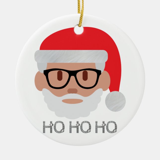 ho hipster santa ceramic ornament (Front)
