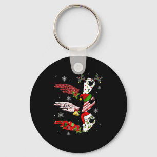 Ho Ho Asl Sign Language Deaf Pride Family Pajamas  Keychain