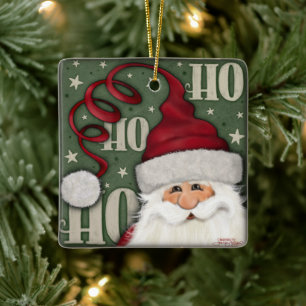 Ho Ho Fun Santa Inspirivity Holiday Christmas Ceramic Ornament