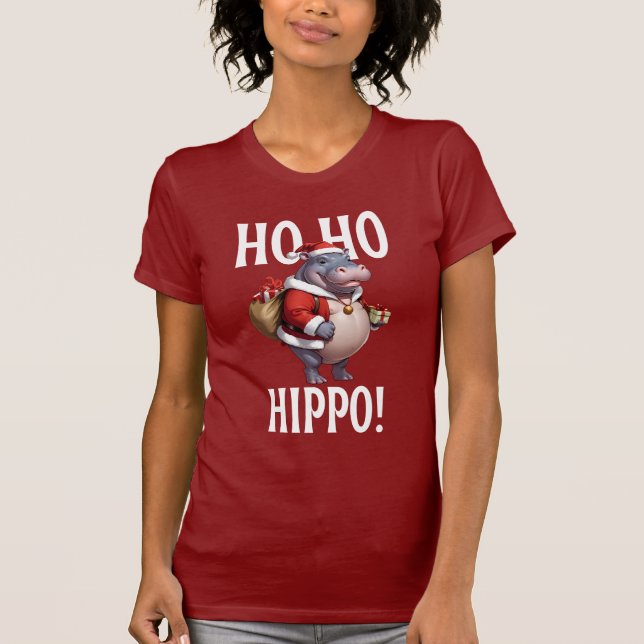 Ho Ho Hippo Christmas Humor Design T-Shirt (Front)