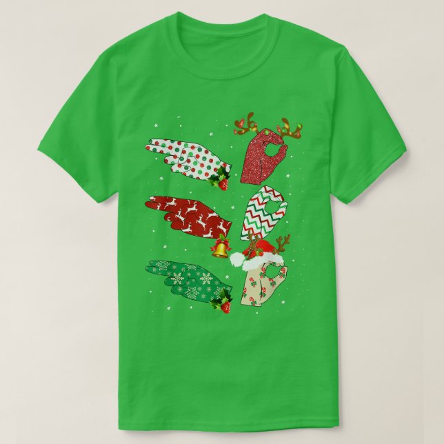 Ho Ho Ho ASL Sign Language Matching Family Pajamas T-Shirt (Design Front)