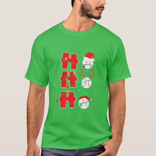 Ho Ho Ho Baseball Christmas Gift  T_Shirt
