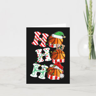 Ho Ho Ho Basketball Lights Santa Hat reindeer ELF Card