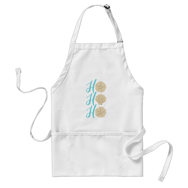 Ho Ho Ho Beach Christmas Sand Dollar and Shell Adult Apron (Front)