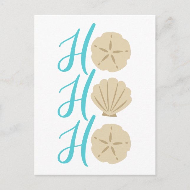 Ho Ho Ho Beach Christmas Sand Dollar and Shell Holiday Postcard (Front)