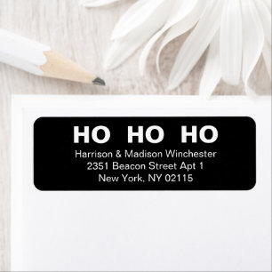 Ho Ho Ho black minimalist modern Christmas address Label