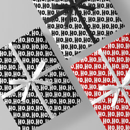Ho. Ho. Ho. Black, White & Red Chic & Stylish Wrapping Paper Sheets