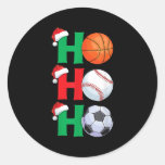 Ho Ho Ho Boys Christmas Srts Basketball Baseball S Classic Round Sticker
