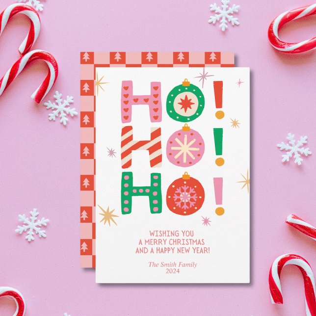 HO! HO! HO! Bright Fun Non-Photo Christmas Card (Creator Uploaded)